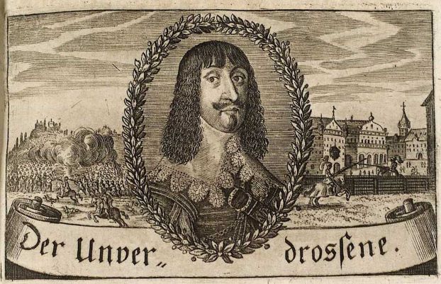 Porträt Carl Gustavs von Hille, in der Fruchtbringenden Gesellschaft „der Unverdrossene“. In: (C. G. v. H.:) Der Teutsche Palmbaum, Nürnberg 1647. Herzog August Bibliothek Wolfenbüttel: 166.13 Eth.